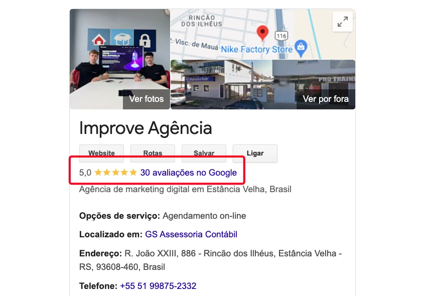 Avaliaçoes Google Meu Negocio Improve