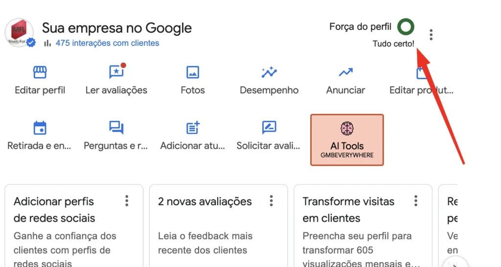 Google Meu Negocio - perfil 100% completo